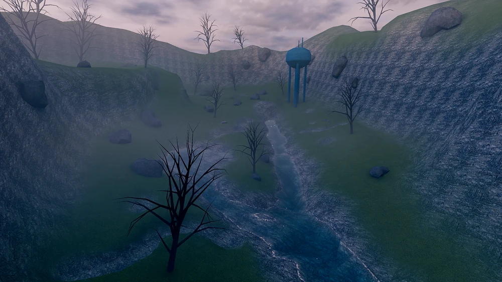 Dissociation, the Valley from the rim, a dead tree, the river and the water tower